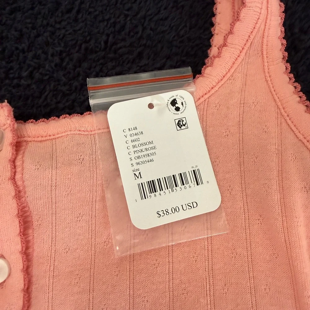 Free People Pink Ribbed Button-Front Camisole - Picture 5 of 5
